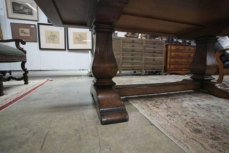 Late 20th Century Walnut Plank Trestle-Base Dining Table (AF1-242) gallery