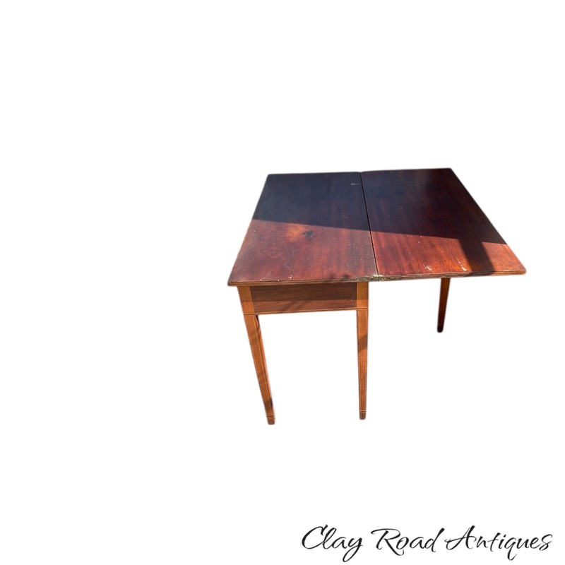 antique federal walnut inlaid card game console table 1810 Pa 1 drawer gallery