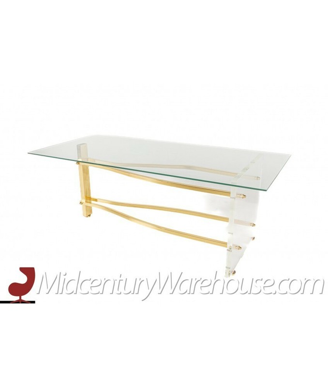 Mid Century Lucite and Brass Waterfall Table Base gallery