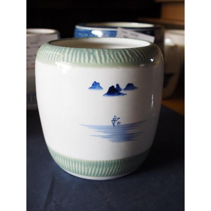 Retro Ceramic Brazier Seto Ware Water Lily Goldfish Japan Mid-Showa D Size