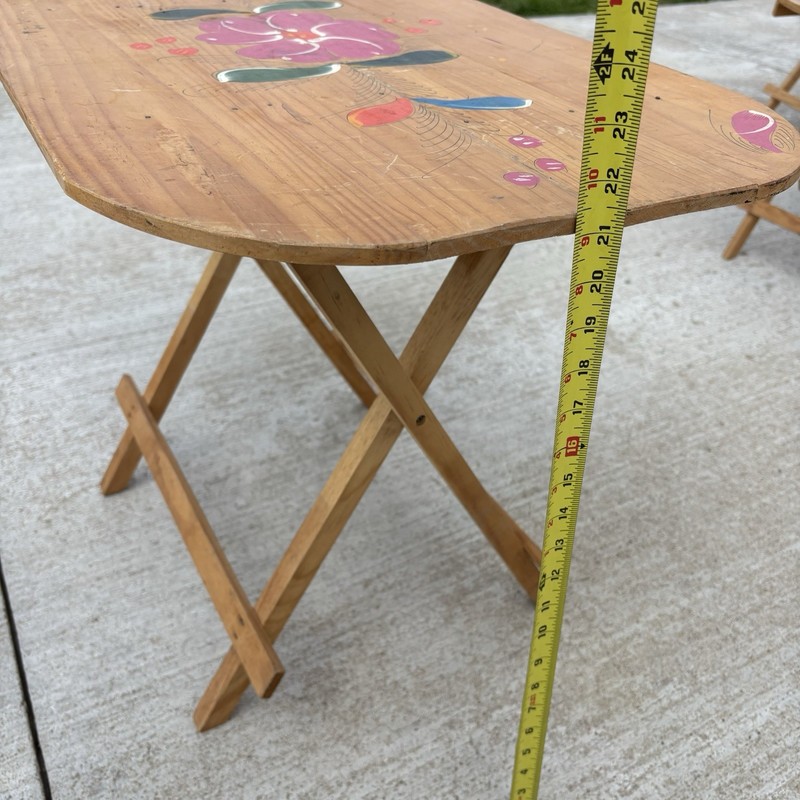 VTG Hand Painted Folding Wood Decorative Oblong Oval Side Table Floral Folk Art gallery