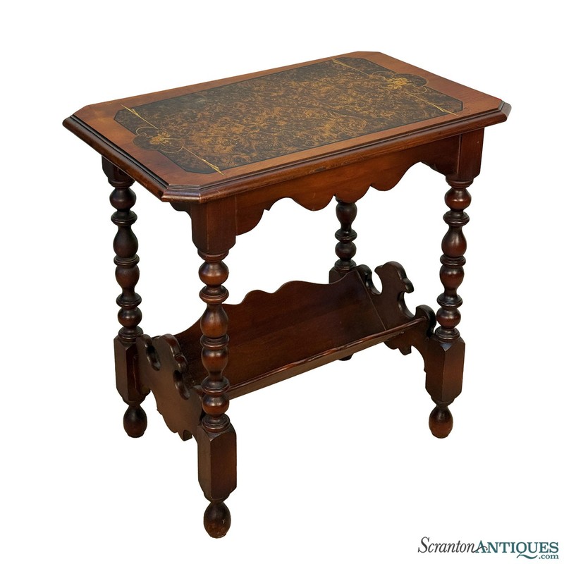 Antique Colonial Bird’s Eye Maple Turned Occasional Table