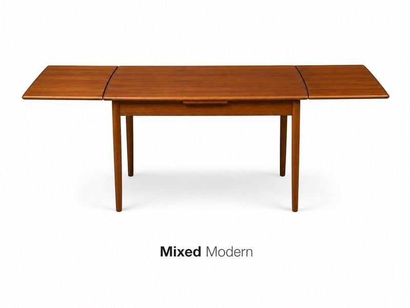 Refinished 84” Danish Modern Teak Draw Leaf Dining Table