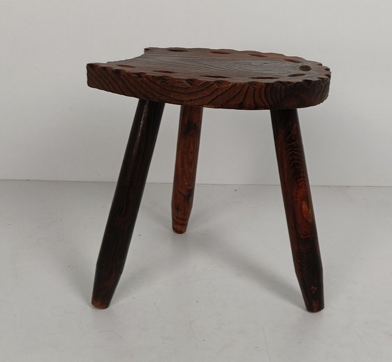 Spanish Milking Stool Table Pedestal Plant Bonsai Stand Carved Wood Horseshoe fo gallery