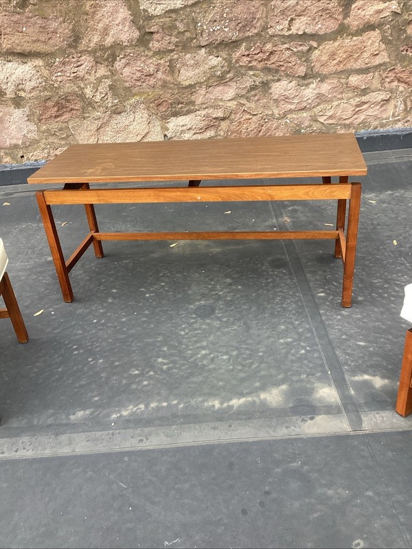 Mid-Century JENS RISOM for Lapine-Snyder Walnut Low Table w/ Matching Stools gallery