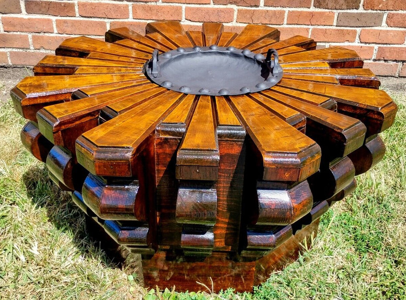 Spanish Revival Octagon Coffee Table Artes de Mexico Brutalist w/Ashtray/Brazier