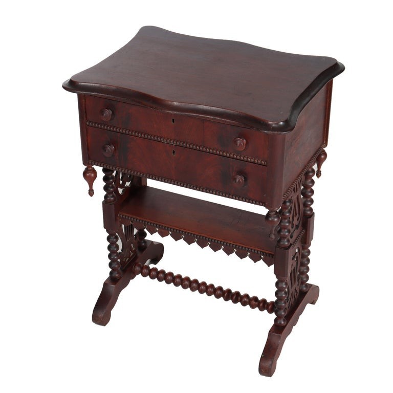 Renaissance Revival Mahogany Work Stand With Lyre Form Trestle Base C1890 gallery