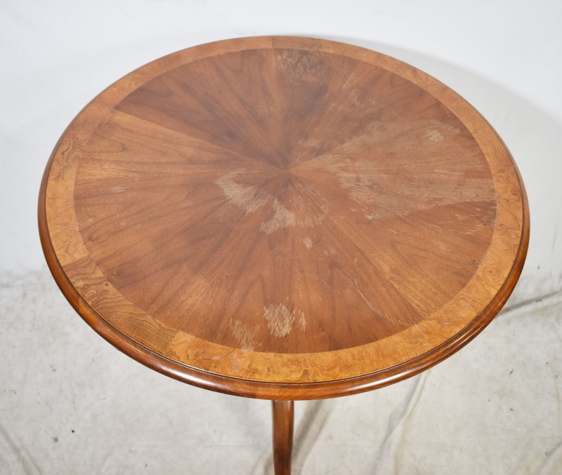 Baker Mahogany Banded Oval Three Column Base Occasional Table gallery