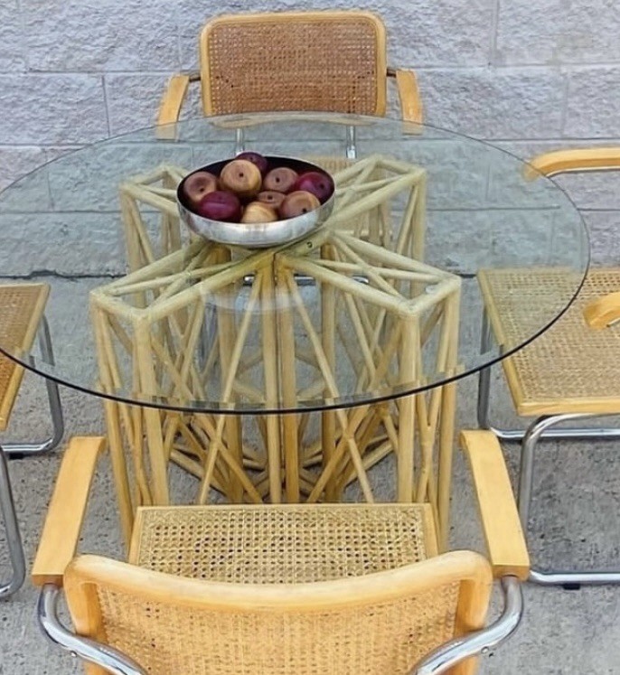 Vintage Boho Bamboo Dining Table Base gallery