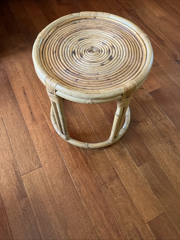 Vintage Bamboo Rattan Cane Table Brown Mid Century Style