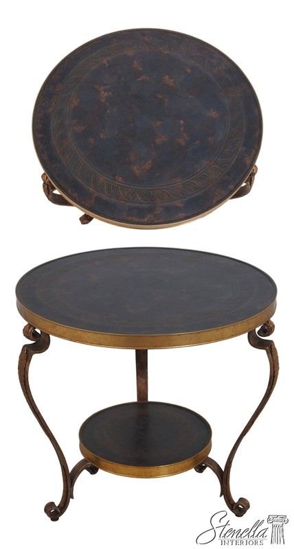 L53965: Round French Empire Etched Bronze Top Gueridon Lamp Table