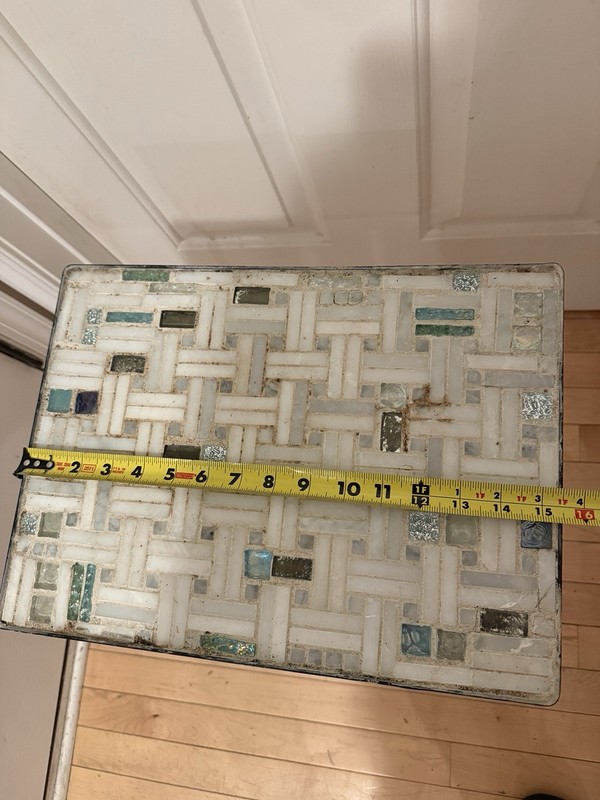 Vintage MCM Style Mosaic GLASS TILE TABLE Wrought Iron Mid Century Modern gallery