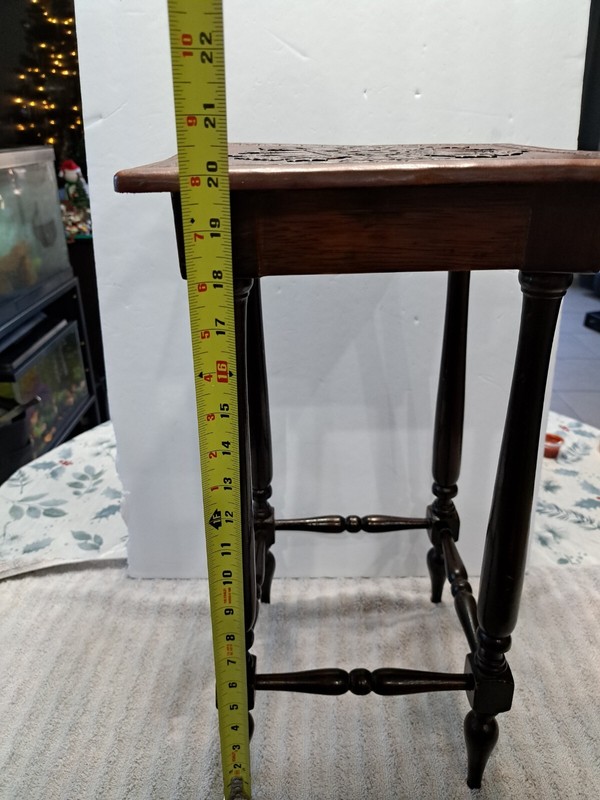 Antique 20th Century Leather Wrapped Hand Tooled Peruvian Accent Nesting Table gallery