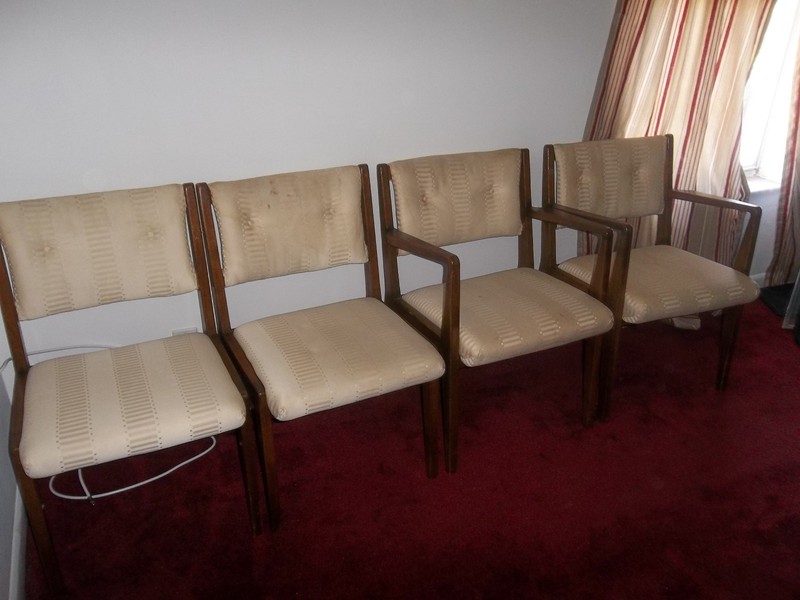 Early Jens Risom Mid-Century Modern Dining/card Table with 4 chairs gallery
