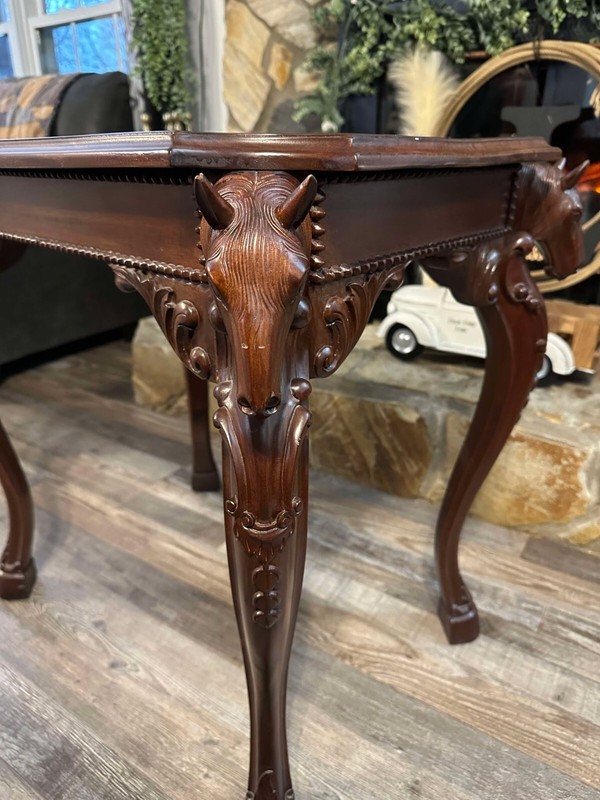 Mahogany Horse Head Side Table