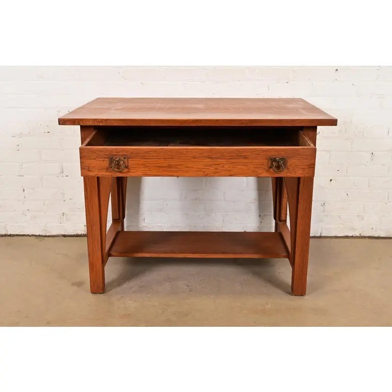 Limbert Antique Mission Oak Arts & Crafts Desk or Library Table, Circa 1910 gallery
