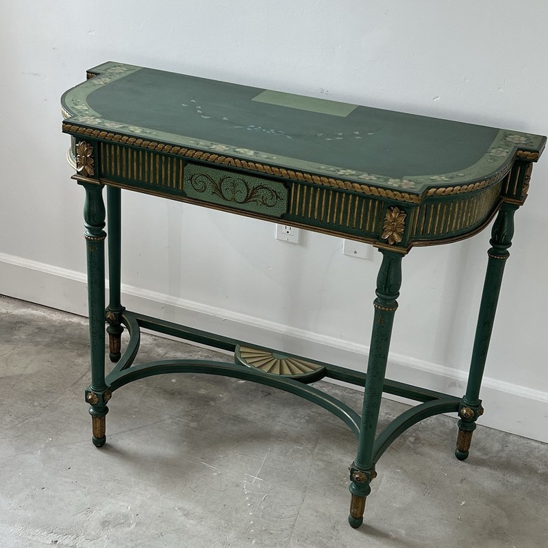 Antique Hand painted MAITLAND SMITH Green Gold Console Table Phenomenal gallery
