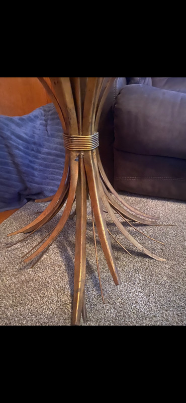 2 MCM Coco Chanel Wheat Hollywood Regency Italy Gold coffee and tall tables Lot gallery