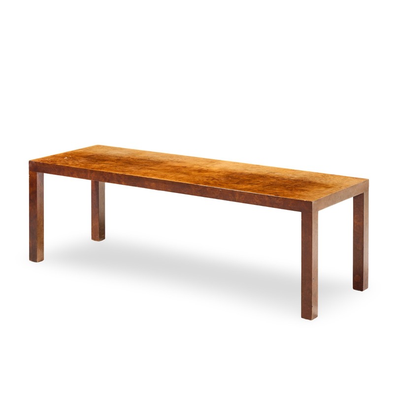 Milo Baughman for Directional Mid Century Burlwood Parsons Coffee Table gallery