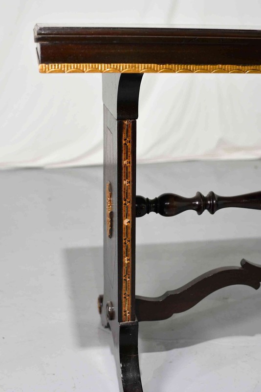 Mid-Century Italian Style Gilt Rosette and Inlay Console Table gallery