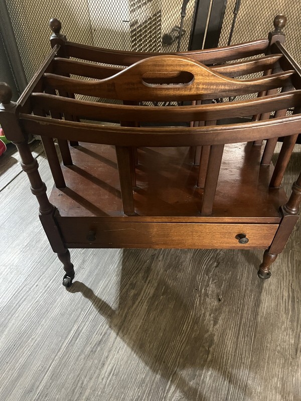 Mid Century Mahogany Canterbury Magazine Rack by Columbia (RP)(MR-34) gallery