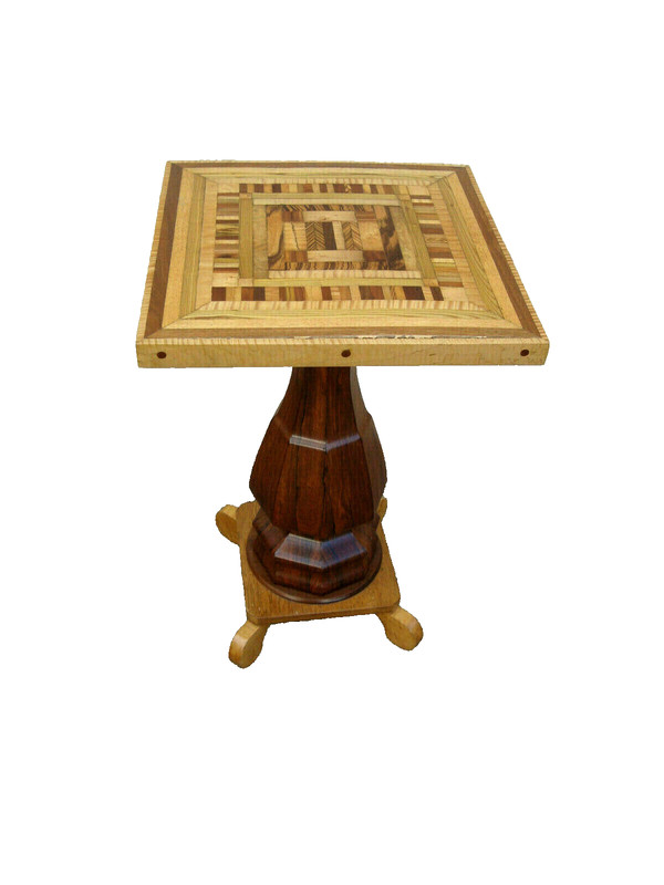 59959 Custom Hand Made Inlaid Rosewood and Maple Plant Pedestal Table Stand