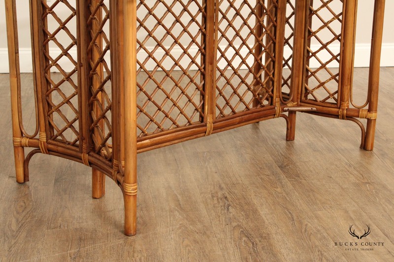 Hollywood Regency Glass Top Bamboo Rattan Dining Table gallery