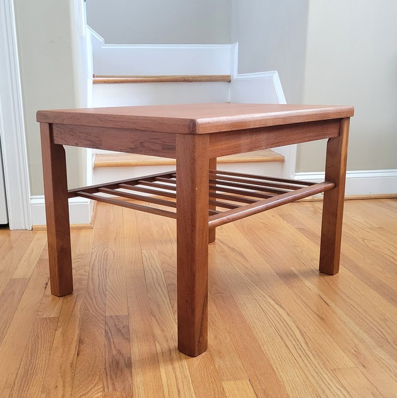 Vintage MCM Danish Teak Side Table Lower Magazine Rack Mobelfabrikken Toften! gallery