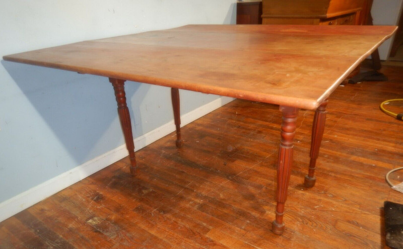 Original Red paint Maple Drop Leaf Dining Table Early 19th century gallery
