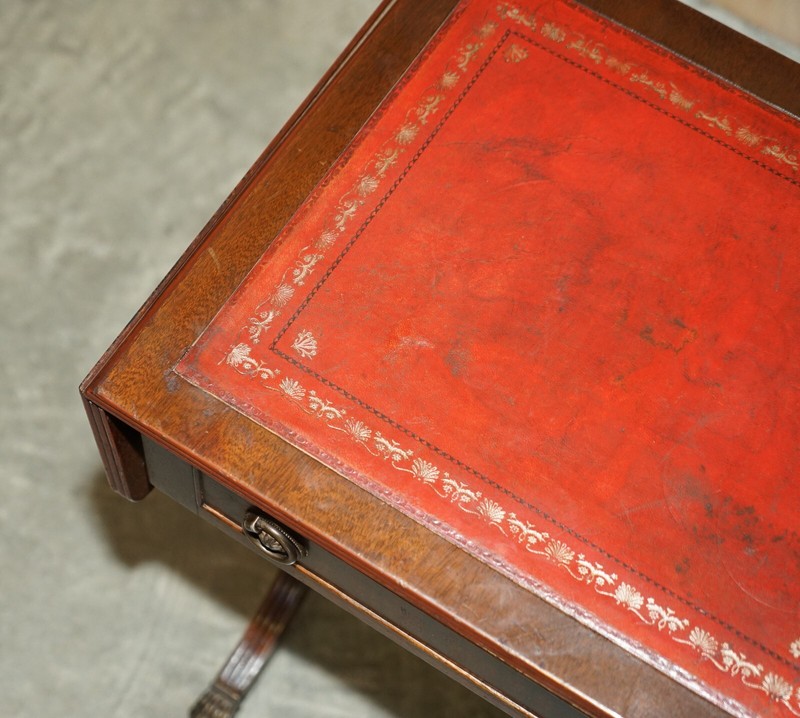 BEVAN FUNNELL OXBLOOD LEATHER SIDE END TABLE EXTENDING TOP GREAT GAMES TABLE gallery