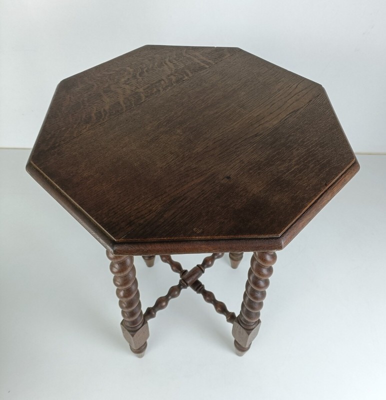 Octagonal Hand Carved wood Pedestal Table Plant Flower Bonsai Stand Side Table B gallery