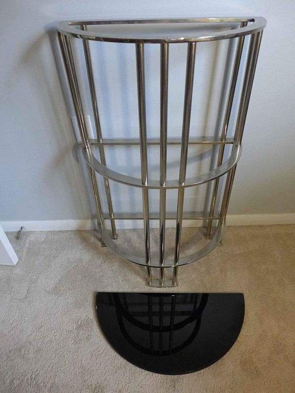 Demilune Console Table By Jean Michel Wilmotte Art Deco Chrome Black Glass Top gallery