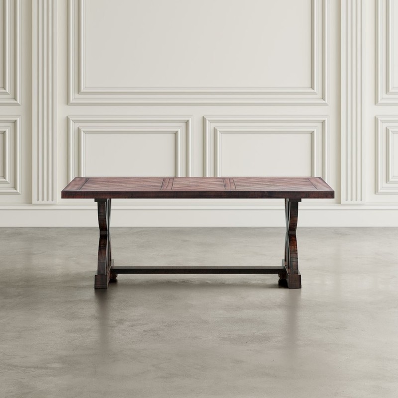 Fairview Transitional Herringbone Distressed Acacia Coffee Table gallery