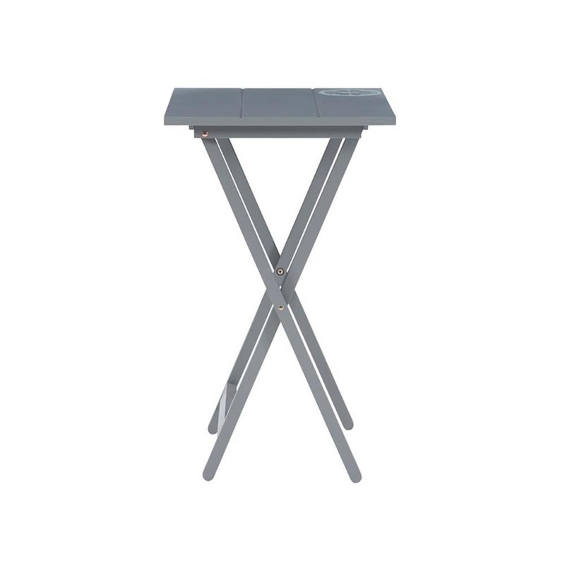 Maklaine 5 Piece Tray Table Set Planked Top with Compass Design in Gray Wood gallery