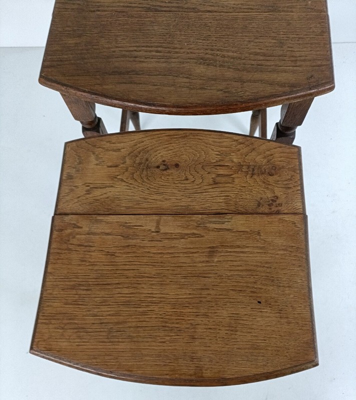 set of 2 nesting stacking tables, small, very special, carved wood, barn farmhou gallery