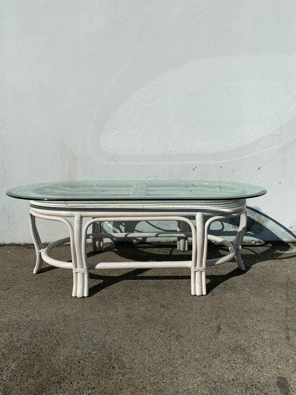 Rattan Coffee Table Cocktail Bohemian Boho Chic Accent Stand Chippendale Chinese