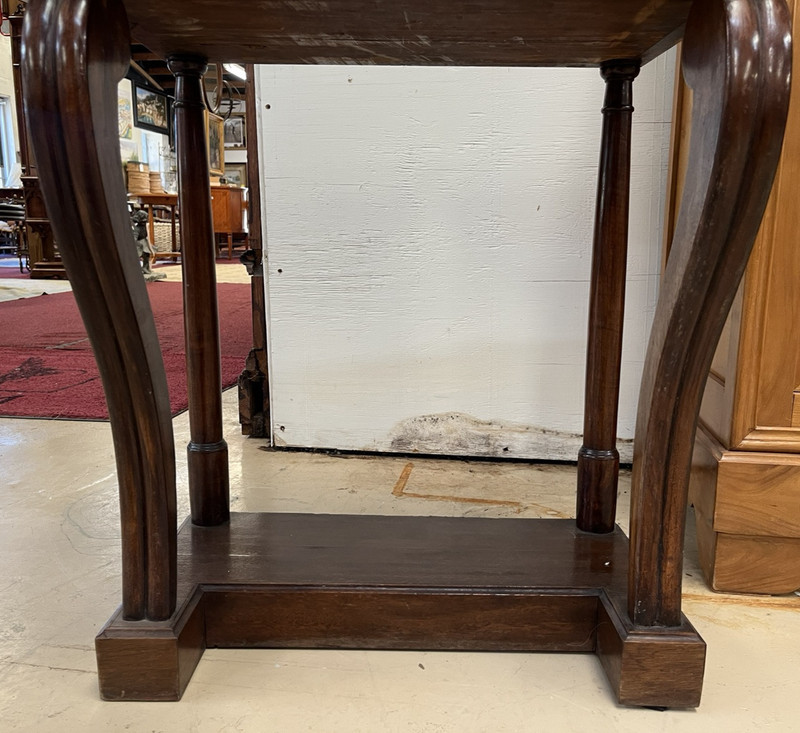 ANTIQUE FRENCH EMPIRE STYLE MARBLE-TOP MAHOGANY CONSOLE END SIDE TABLE gallery