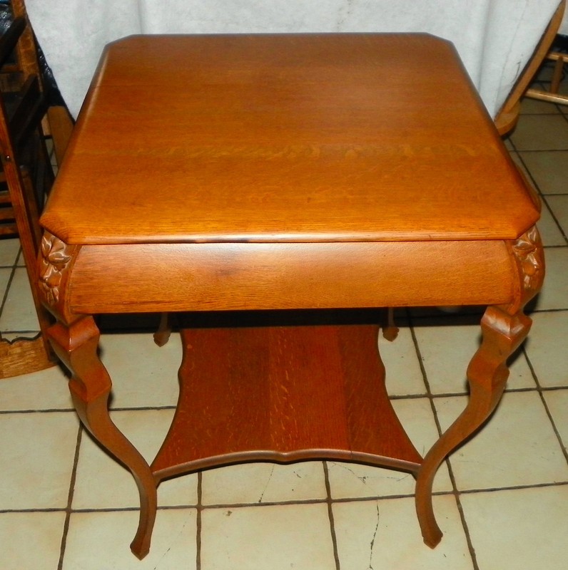 Quartersawn Oak Carved Center Table / Parlor Table (PRT34)