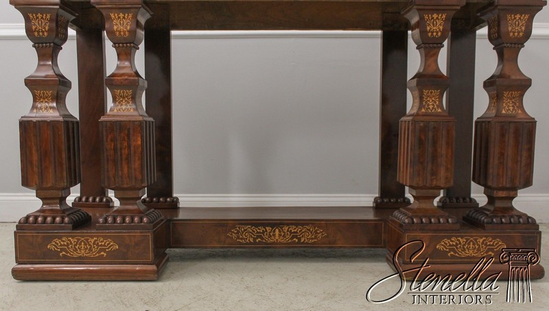 58799/00: Pair Antique Charles X Inlaid Mahogany Marble Console Tables gallery