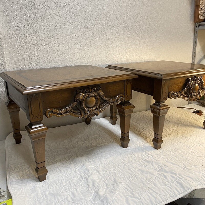 Beautiful Pair of Ornate Wood Lane End Tables / Side Tables Mo. # 1462 - 18 gallery