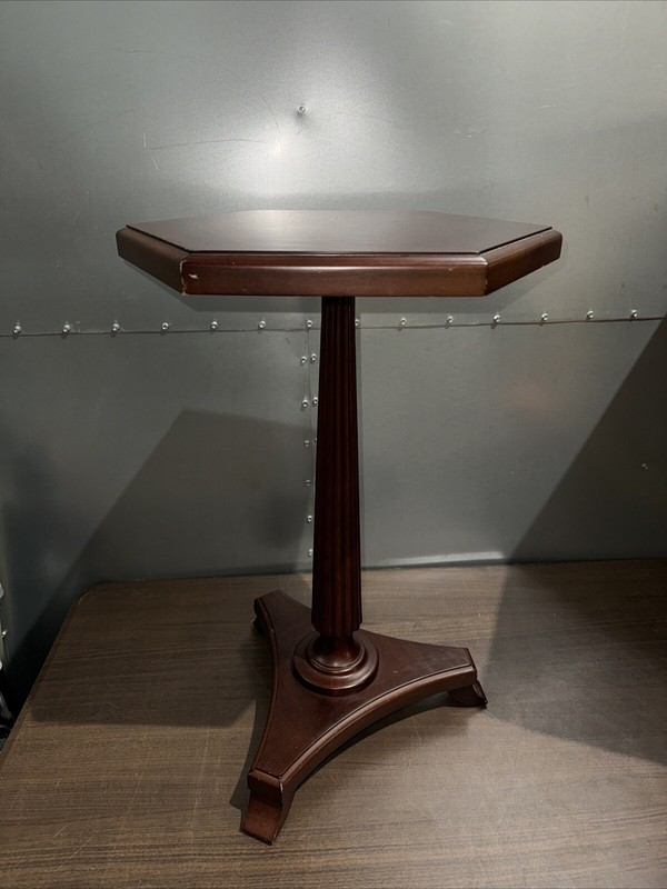 Vintage Bombay Company Wood Pedestal Stand Table 26” Hexagon