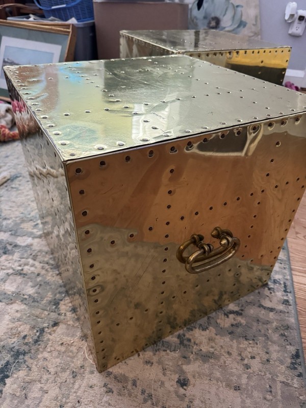 Sarreid, Ltd. Spanish High Style Brass Studded Cube Occasional Tables - Set of 2