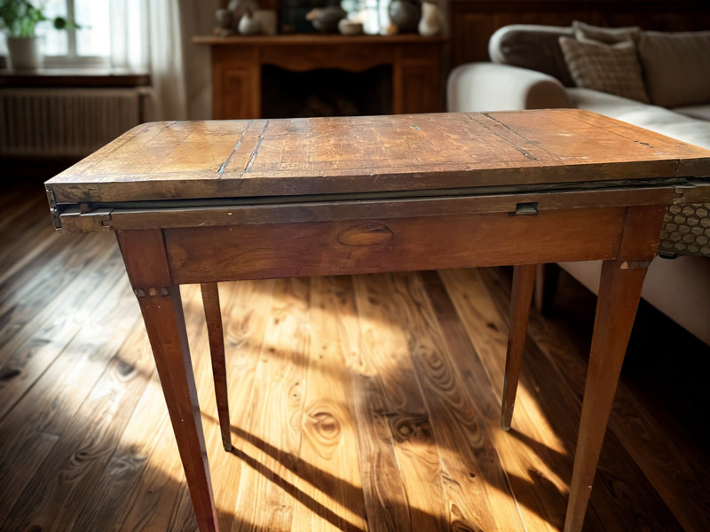 Antique Rustic Wood Game Table – Primitive Style w/ Checkerboard Top, c.1910 gallery