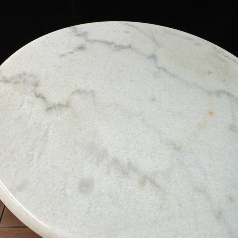 Beautiful Antique Marble & Cast-Iron Side Table/Plant Stand 24" Tall x 12" round gallery