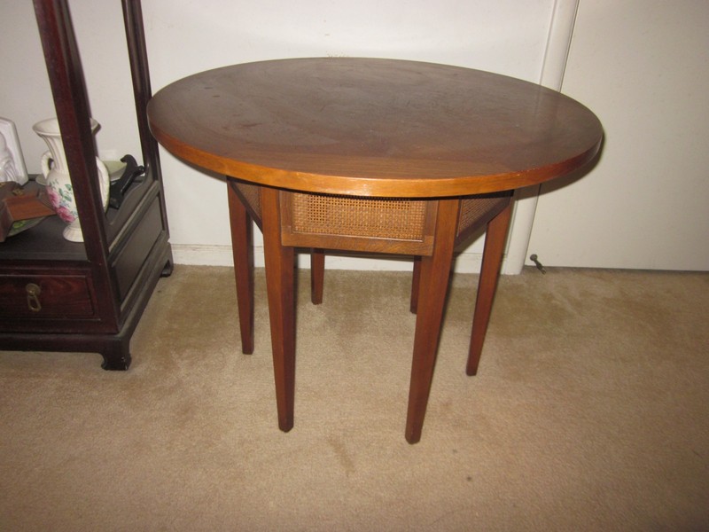 Vintage Solid Wood Cane Accent Table gallery