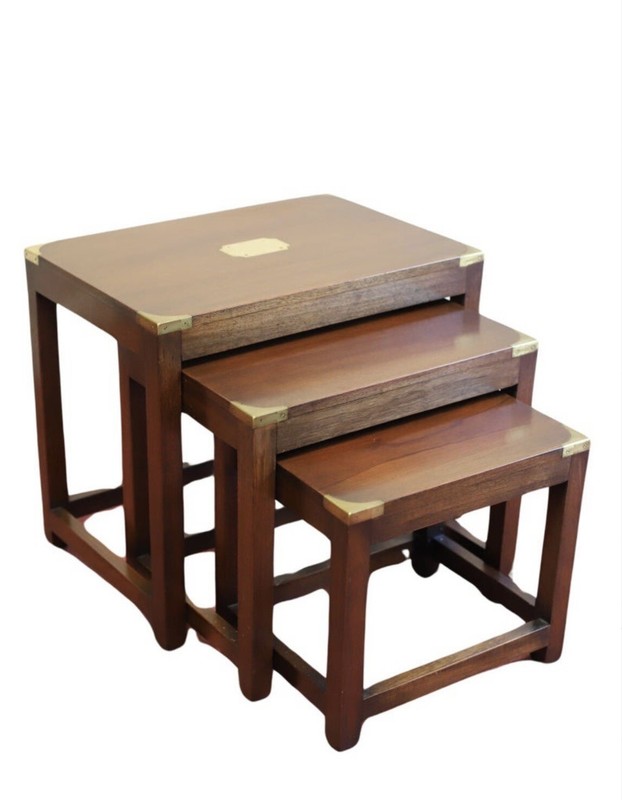 Military Campaign Style Nest Of Three Tables
