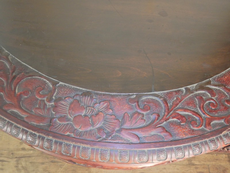 Carved Chinese Room Center Table 36" Dia. Dragons Sea Serpent legs gallery