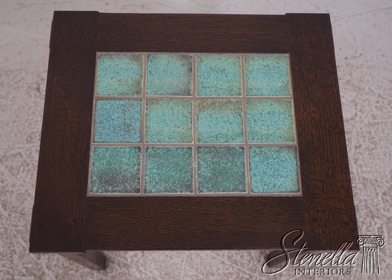 72880: STICKLEY Mission Oak Tile Top Lamp Table gallery