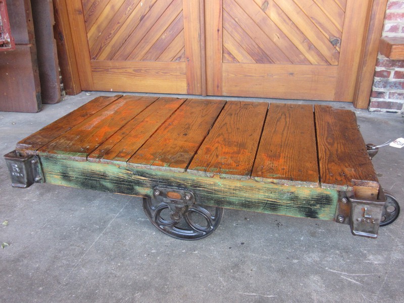 Antique Furniture Factory Cart-Industrial Railroad-Coffee table Lineberry Daisy