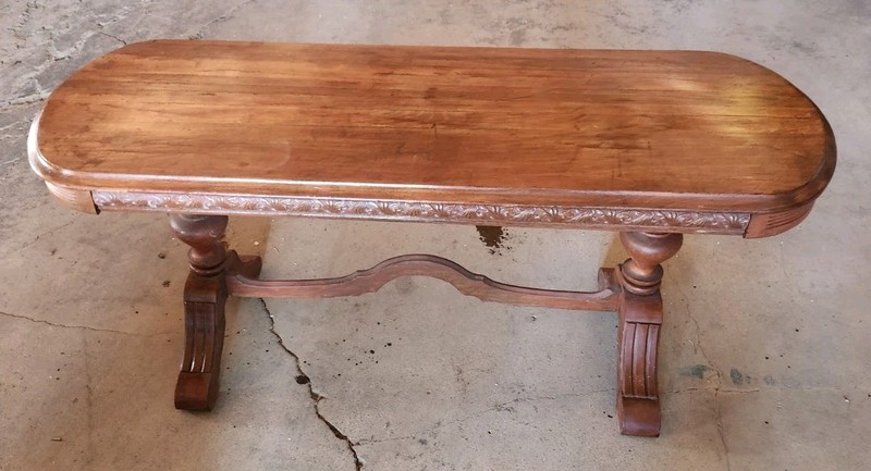 Antique Oval Coffee Hall Table Brandt Cabinet Works Solid Wood Vintage